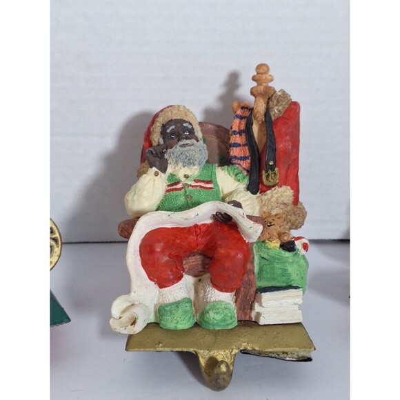 Three Midwest Imports Santa In Sleigh Hand Painted Cast Iron Stocking Hangers - Picture 5 of 12